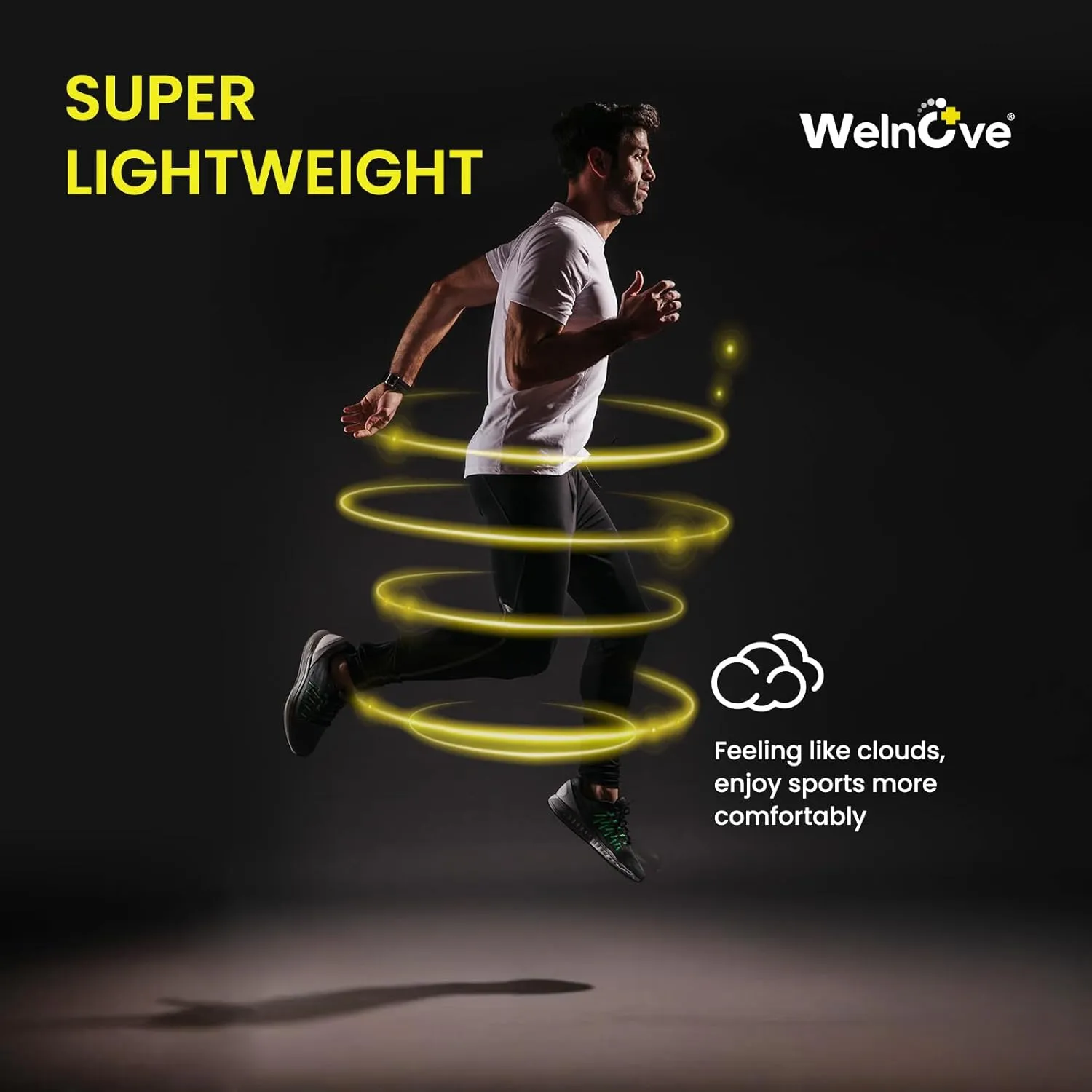 Running Sports Insoles Plantar Fasciitis - Welnove Athletic Inserts Arch Support for Flat Feet - Shock Absorption Insoles Foot Pain Fatigue Relief, Enhance Performance, Fit Most Shoes, Men Women (M)