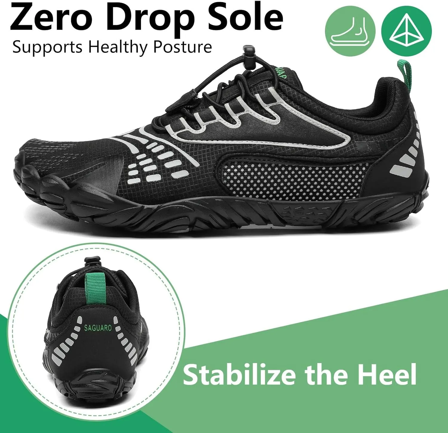 SAGUARO Womens Mens Barefoot Shoes Minimalist Trail Runner Wide Toe Box Zero Drop Outdoor Cross Training Shoe