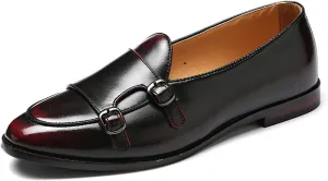 Santimon Italy Luxury Monk Strap Wedding Dress Shoes for Men Leather Handmade Shoes