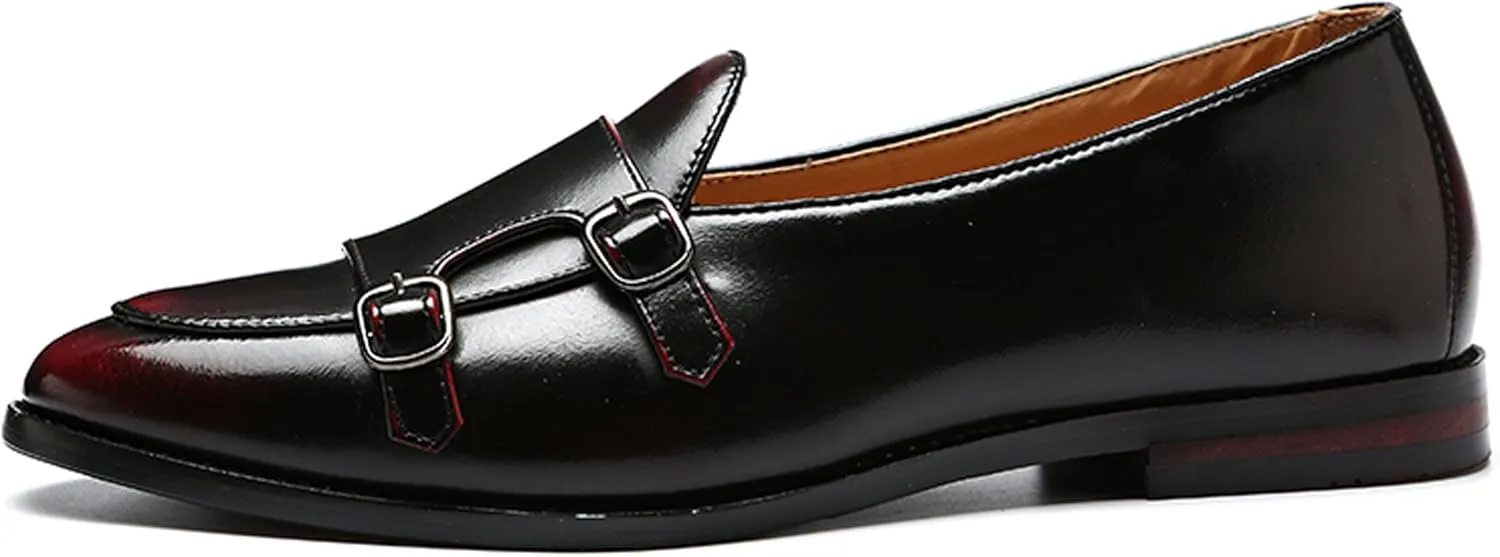 Santimon Italy Luxury Monk Strap Wedding Dress Shoes for Men Leather Handmade Shoes