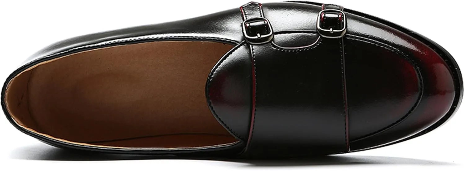 Santimon Italy Luxury Monk Strap Wedding Dress Shoes for Men Leather Handmade Shoes