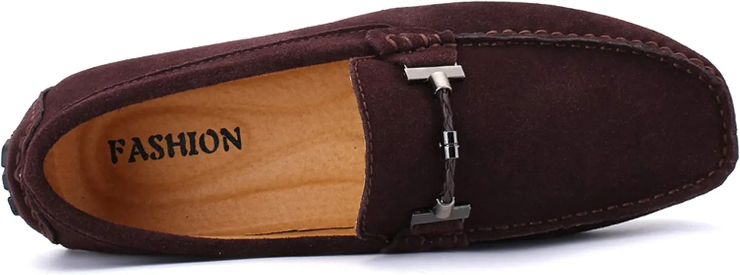 Santimon Mens Driving Penny Loafers Suede Moccasins Slip On Casual Dress Boat Shoes