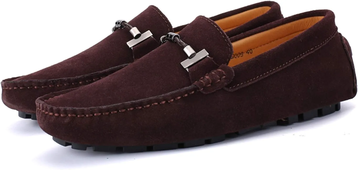 Santimon Mens Driving Penny Loafers Suede Moccasins Slip On Casual Dress Boat Shoes