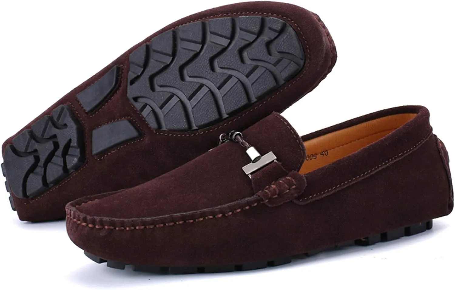 Santimon Mens Driving Penny Loafers Suede Moccasins Slip On Casual Dress Boat Shoes