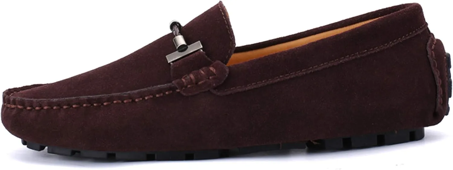 Santimon Mens Driving Penny Loafers Suede Moccasins Slip On Casual Dress Boat Shoes