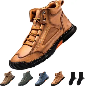 Sawbehind Mens Boots, 2025 New Men'S Comfortable Handmade Waterproof Wide Leather Boots, Arch Support Outdoor Leather Shoes