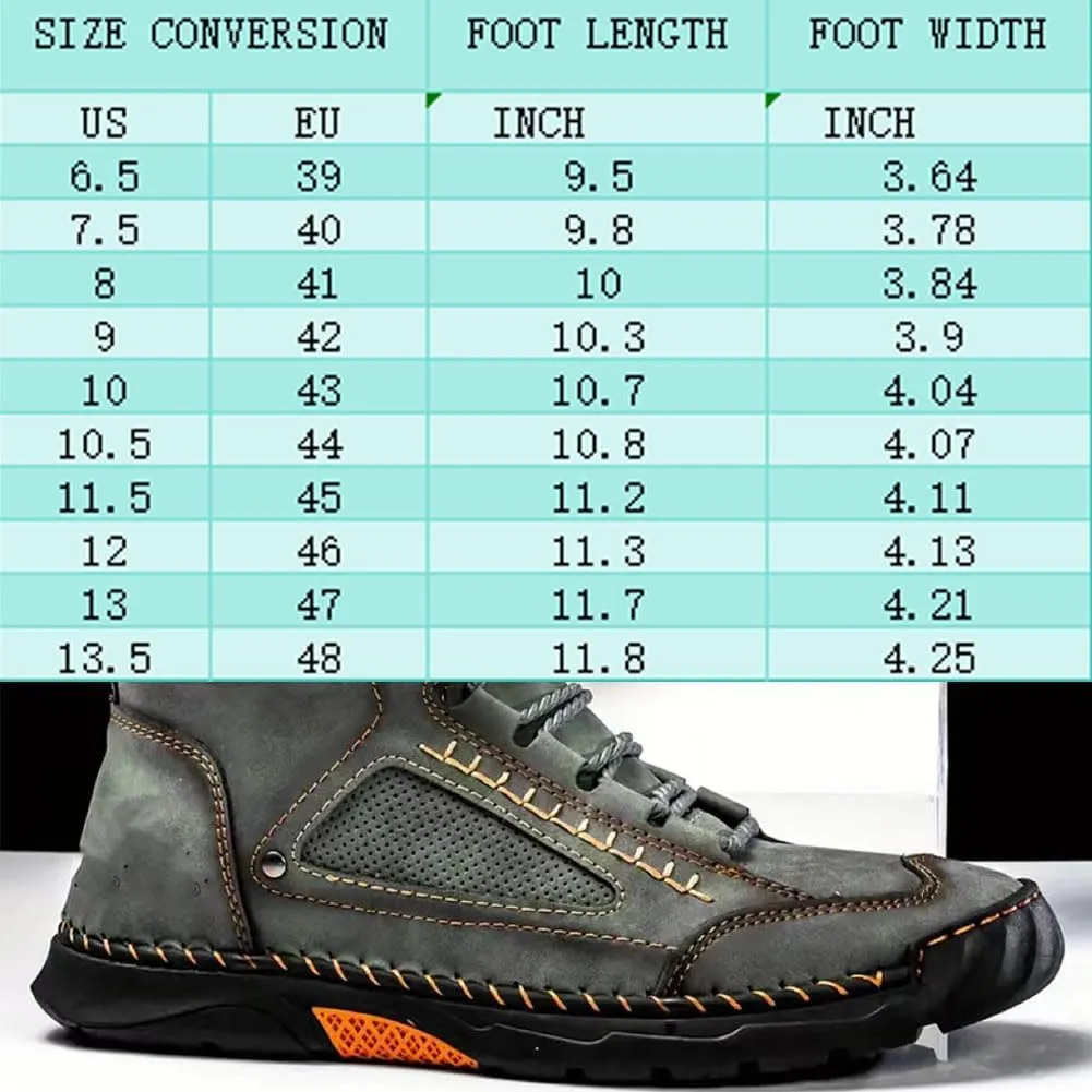 Sawbehind Mens Boots, 2025 New Men'S Comfortable Handmade Waterproof Wide Leather Boots, Arch Support Outdoor Leather Shoes