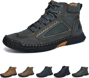 sawbehind mens boots,men's comfortable handmade leather boots, spacious toe box outdoor shoes,Boots Wide, Waterproof, Arch Support