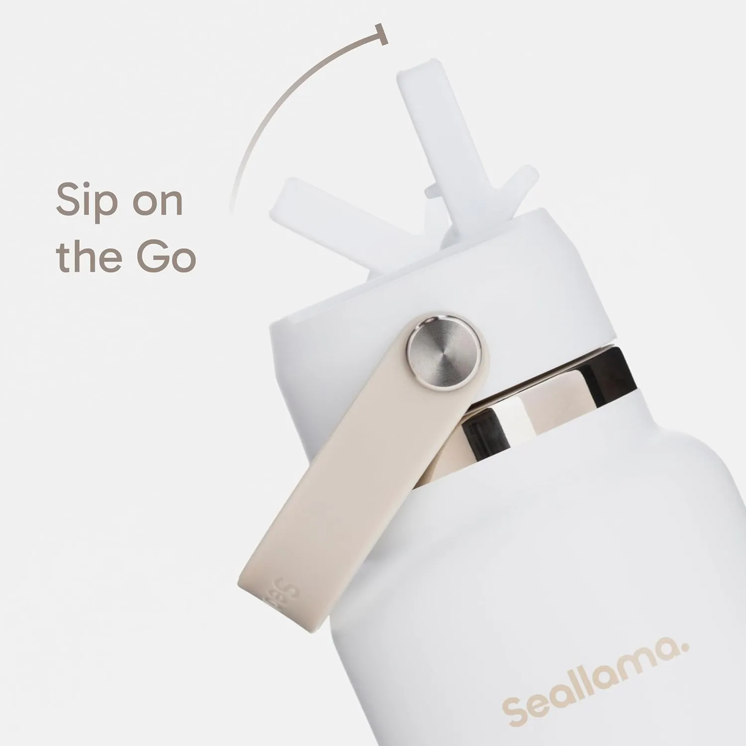 Seallama. Stainless Steel Wide Mouth Water Bottle - 2 Lids (Flex Straw Lid) and Double-Wall Vacuum Insulation - Leak Proof, BPA-Free, for Travel, Sports, School, and Car (Chalk, 40 oz)