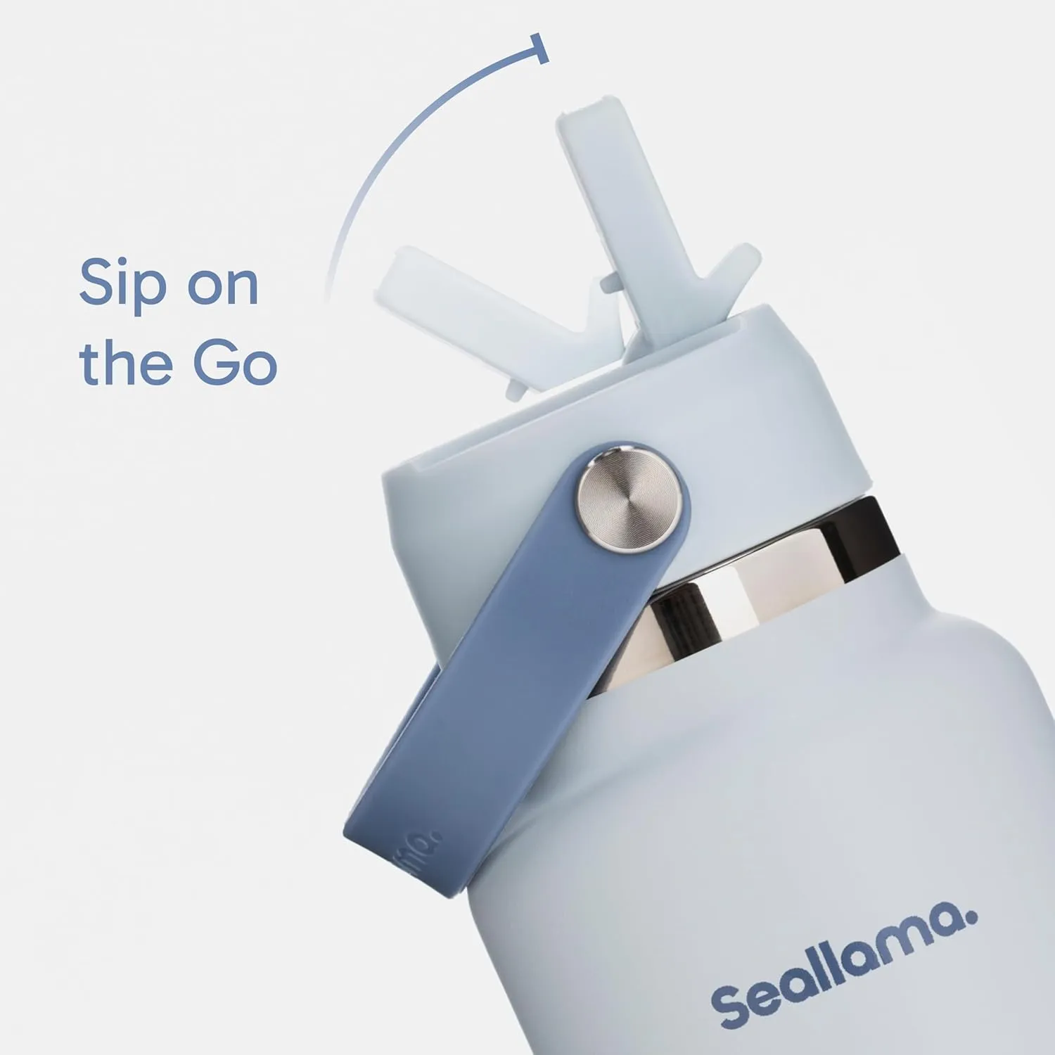 Seallama. Stainless Steel Wide Mouth Water Bottle - 2 Lids (Flex Straw Lid) and Double-Wall Vacuum Insulation - Leak Proof, BPA-Free, for Travel, Sports, School, and Car (Coastal Blue, 40 oz)