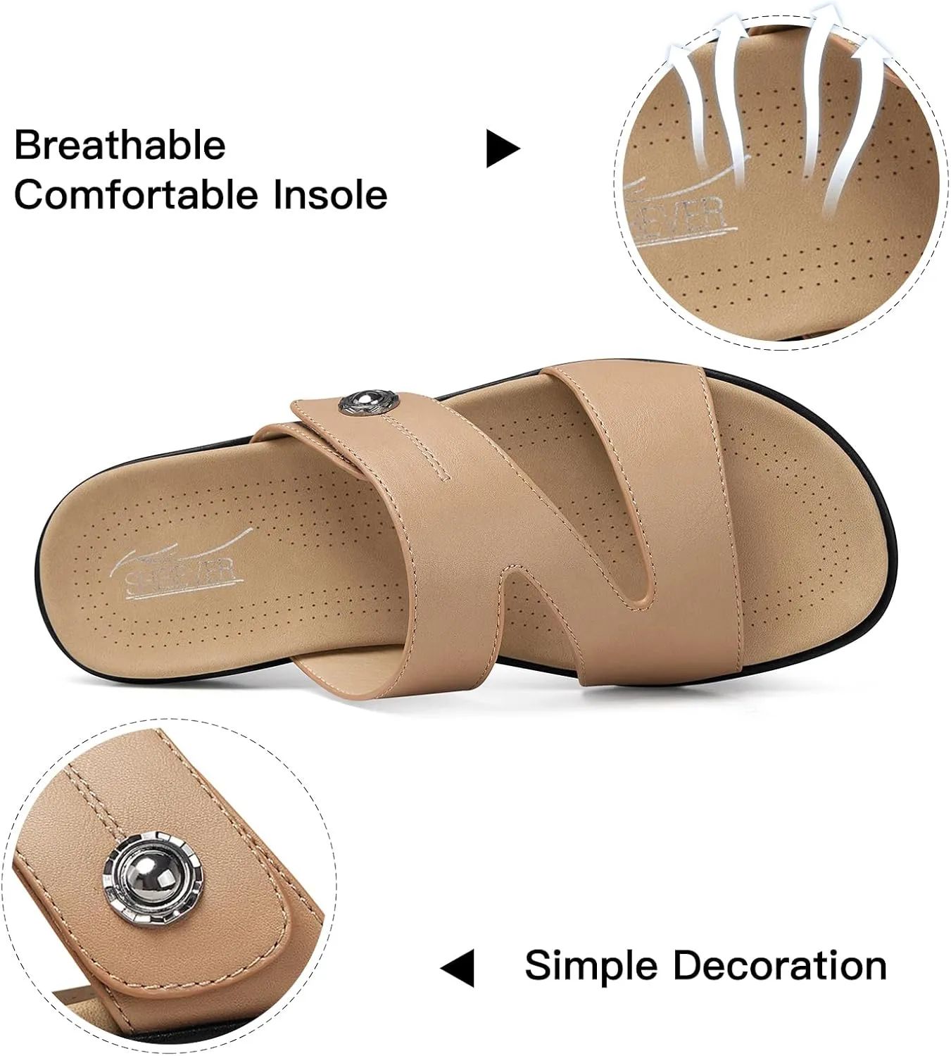 SHIBEVER Flat Sandals For Women Dressy: Comfortable Summer - Slip On Arch Support Flats Sandal