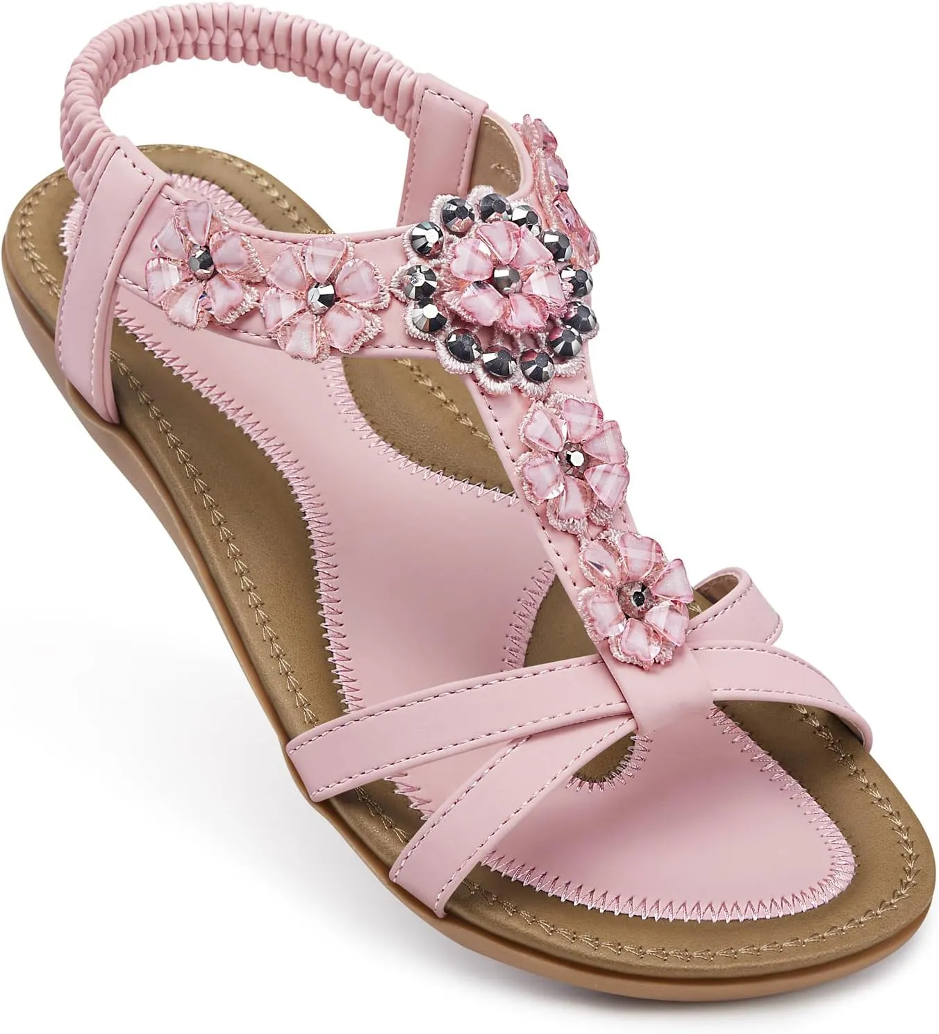 SHIBEVER Flat Sandals for Women Dressy: Summer Comfortable Ankle Strap Womens Sandal