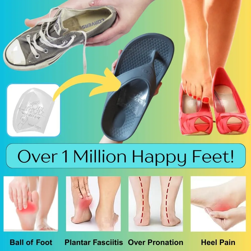 Shoe Bubble Orthotic Insole – Memory Gel Insoles for Plantar Fasciitis, Pronation, Heel Pain, Arch Supports, Midfoot Support (Transparent (Thicker Support), Medium)