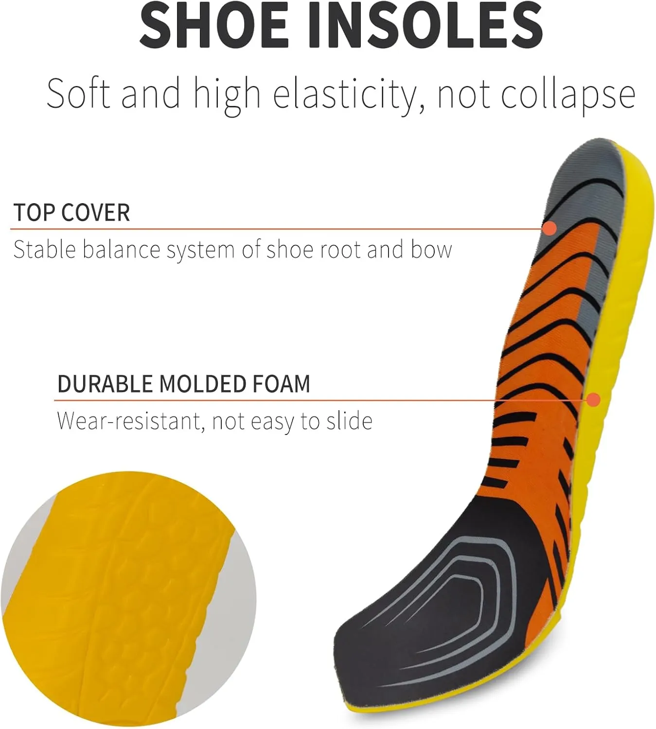 Shoe Insoles for Ariat Men's Square Toe Boot Replacement, Memory Foam Footwear Inserts Comfortable Light-Weight and Cushion Shock Absorbing (Men10.5)