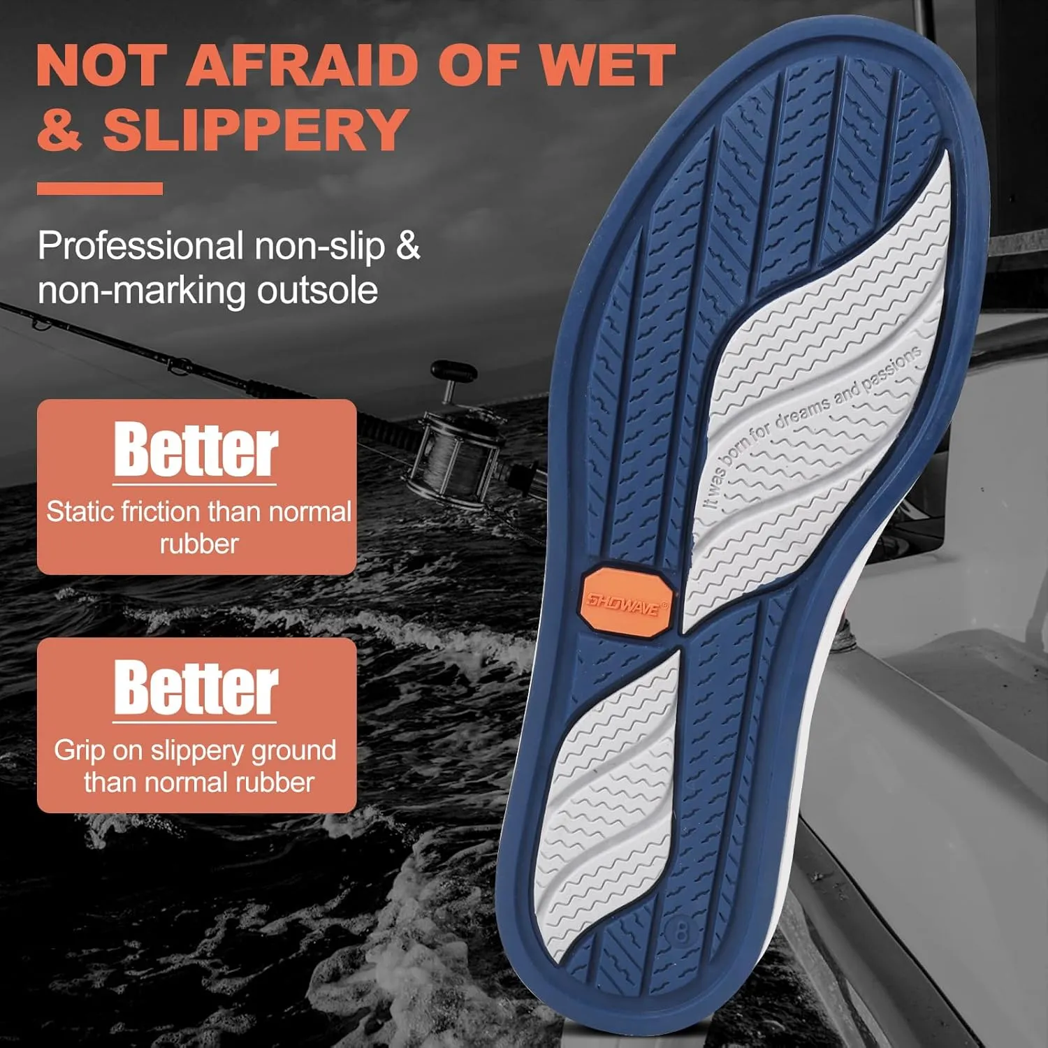 Showave Men's Deck Boots Waterproof Ankle Rubber Rain Boots Non-slip Boat Booties for Sailing Fishing and Outdoors