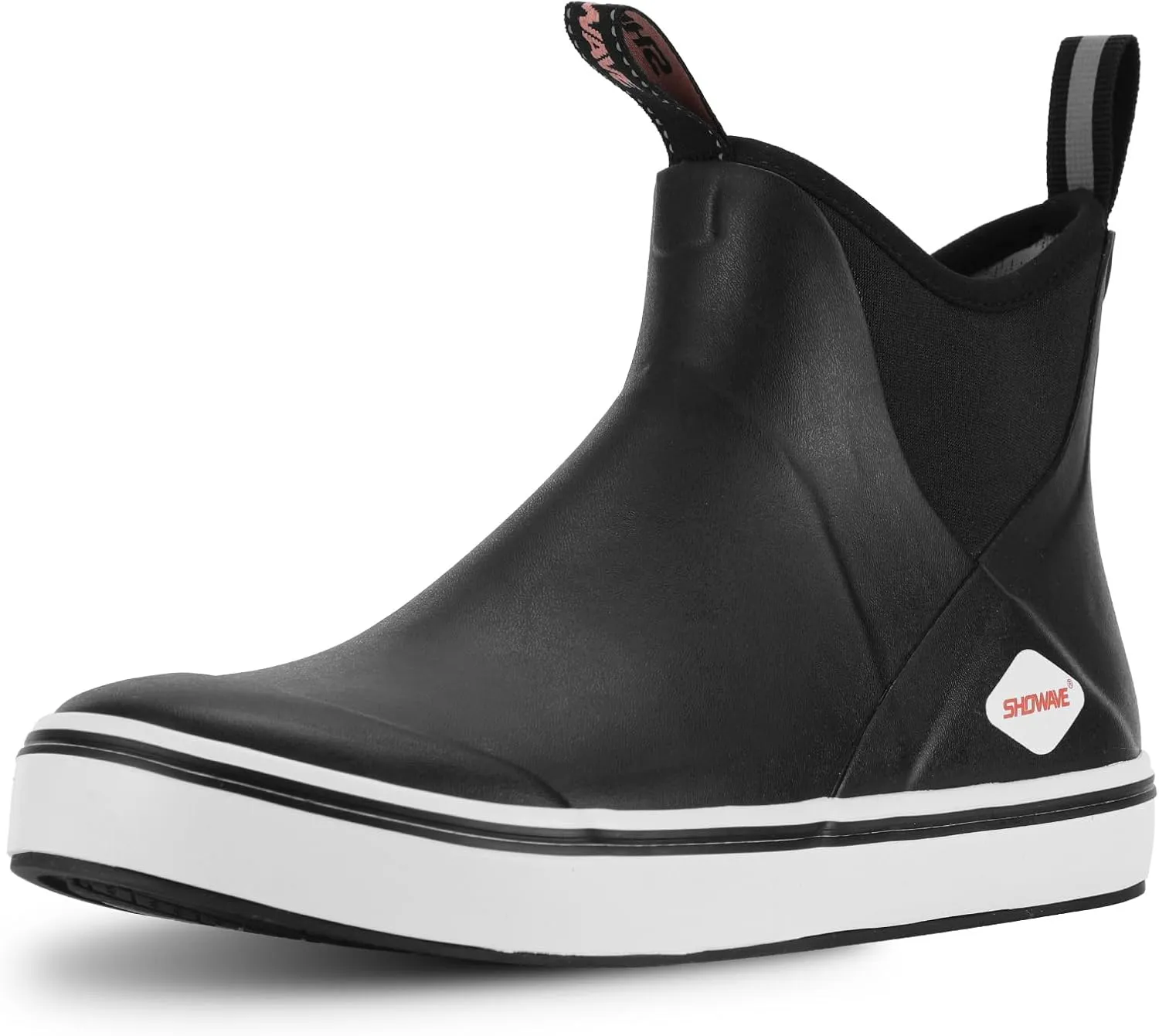 Showave Men's Deck Boots Waterproof Ankle Rubber Rain Boots Non-slip Boat Booties for Sailing Fishing and Outdoors
