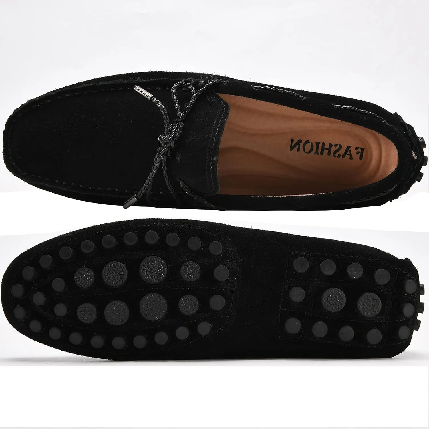 Slip-on Loafer for Men Flats Bow-Tie Suede Leather Dress Driving Moccasins Casual Boat Shoes