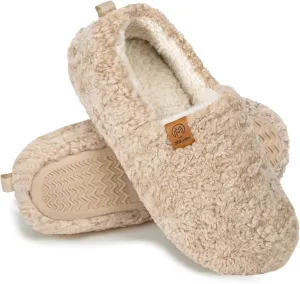 Slippers For Women House Winter Warm With Memory Foam Indoor Fuzzy Cute Comfort Fleece Lining Anti-Skid Soft Loafer Shoes Khaki M(265) US