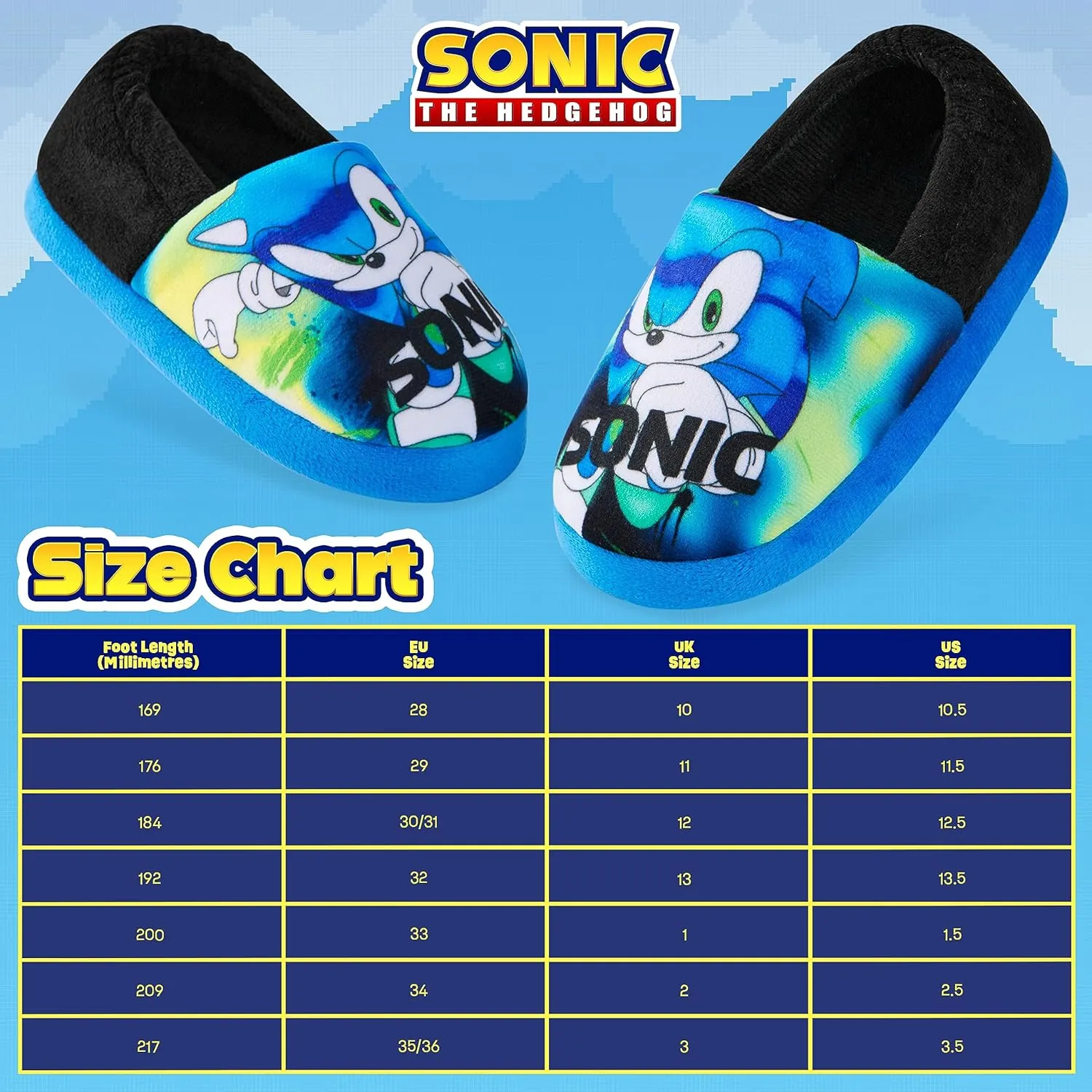 Sonic The Hedgehog Boys Slippers - Warm 3D Kids Slippers Size 10-3 Non-Slip House Shoes - Sonic Gifts for Boys