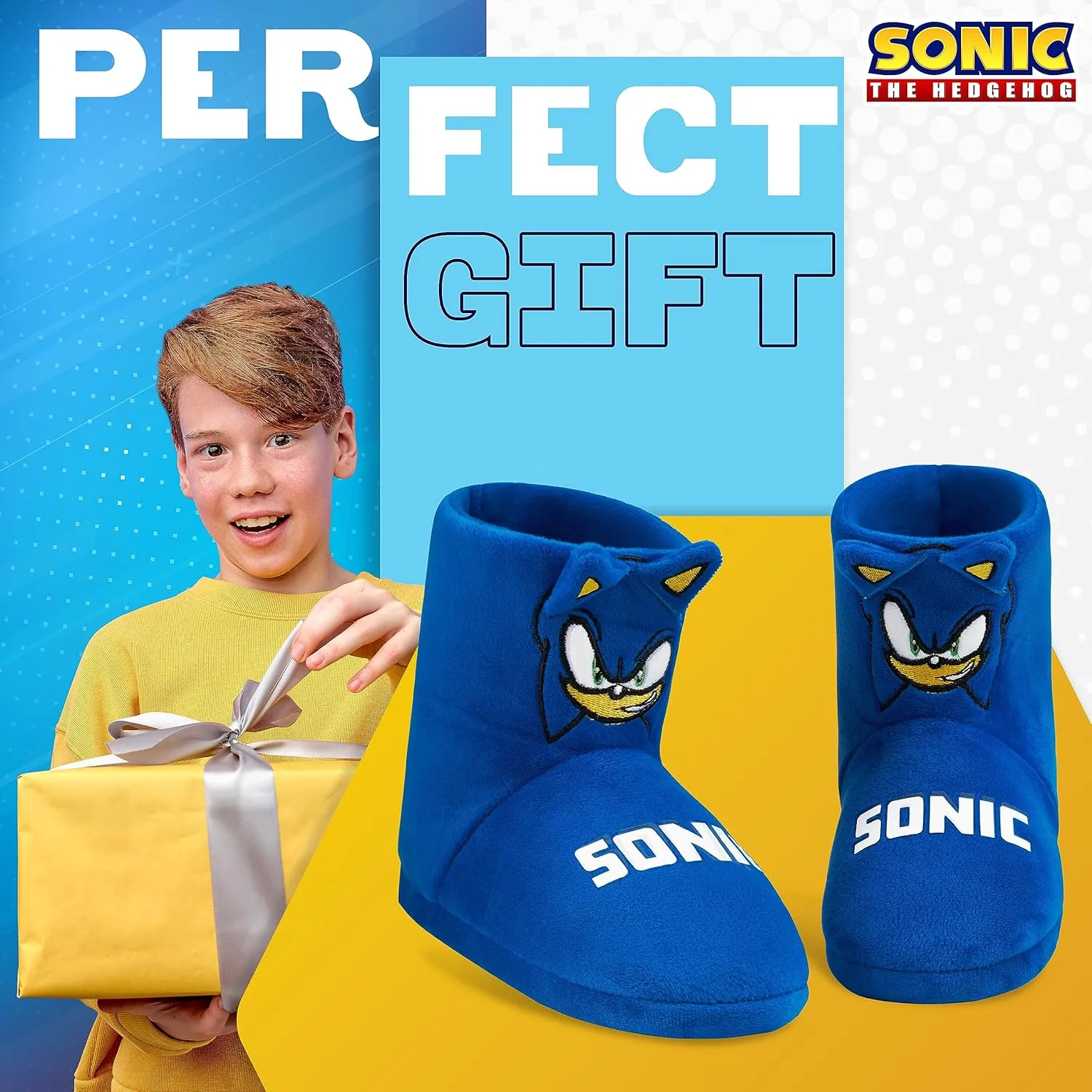 Sonic The Hedgehog Boys Slippers - Warm 3D Kids Slippers Size 10-3 Non-Slip House Shoes - Sonic Gifts for Boys