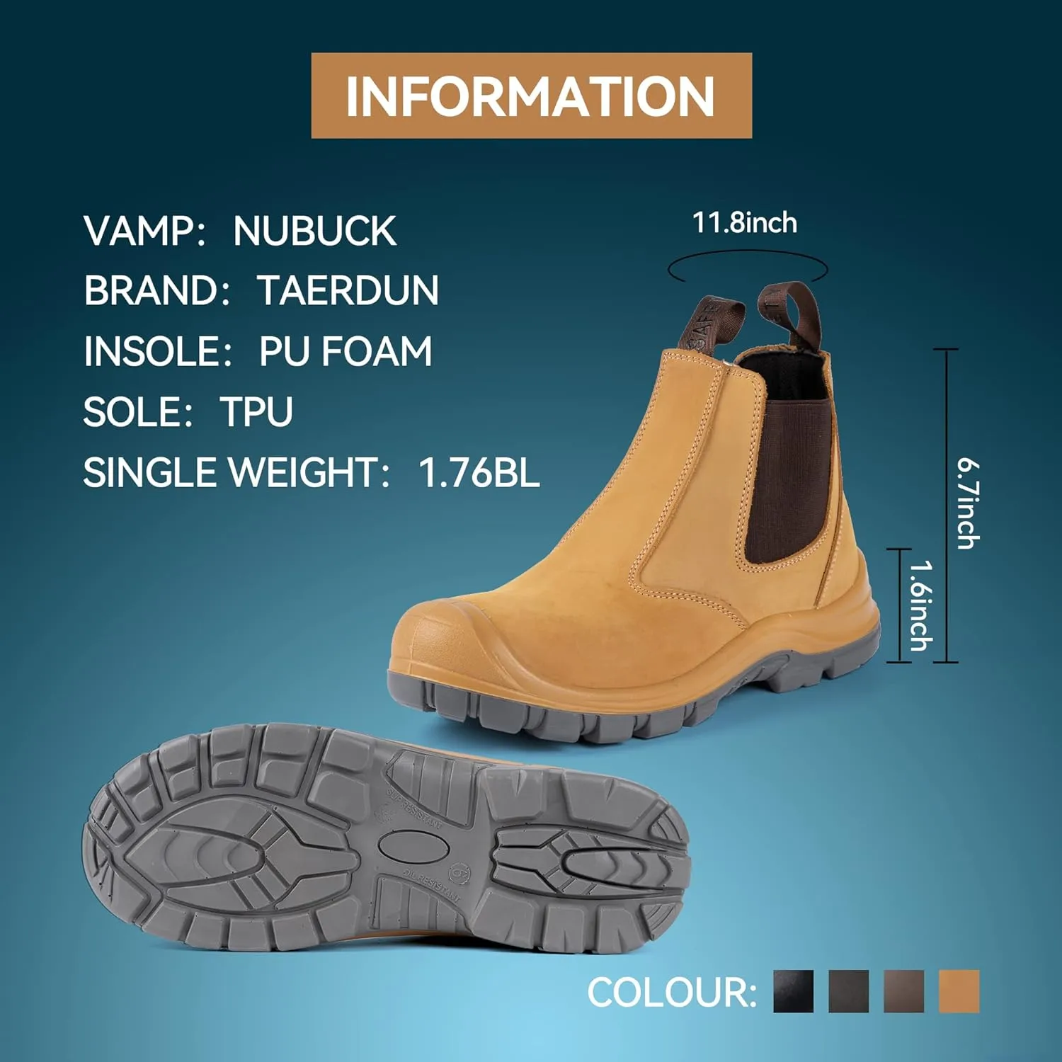Steel Toe Work Boots for Men Slip-on Chelsea Boot, Men's Industrial & Construction Shoes, Waterproof, Lightweight, Comfortable, Non-slip Safety Shoes, Black, 10.5