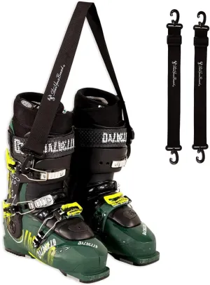StoreYourBoard Set of 1 Ski and Boot Carrier Straps & (1) Ski and Pole Carrier, Adjustable Shoulder Straps, Hands Free Easy Transport, Hook & Loop Wraps