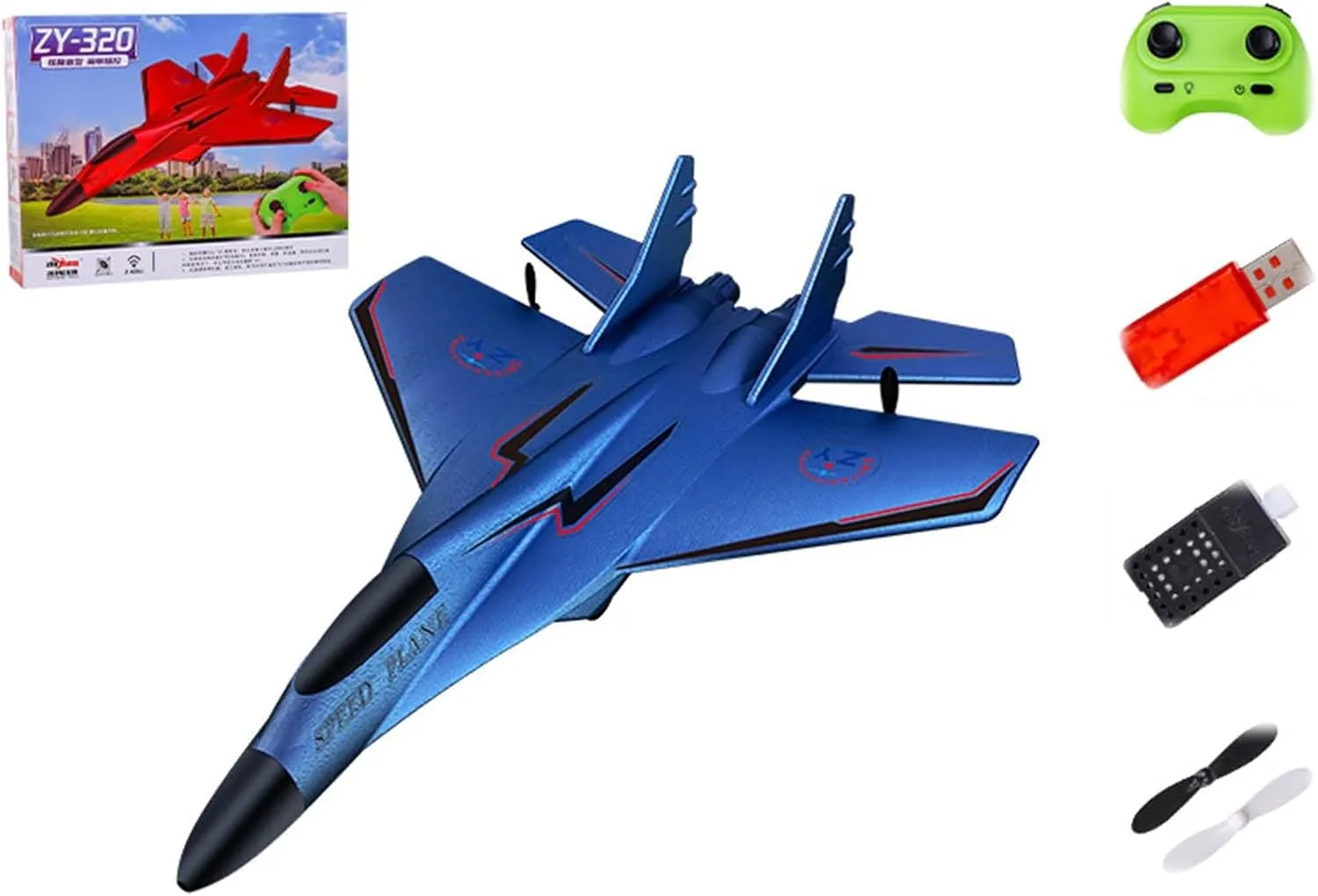 Su-35 Rc Model Fighter Jet with Led Lights, Remote Control Wireless Airplane Toy with Lights, 2 Channel 2.4 GHZ Remote Control Planes, Outdoor Drop-Resistant Foam RC Air Planes Fighter Jet (Blue)