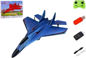 Su-35 Rc Model Fighter Jet with Led Lights, Remote Control Wireless Airplane Toy with Lights, 2 Channel 2.4 GHZ Remote Control Planes, Outdoor Drop-Resistant Foam RC Air Planes Fighter Jet (Blue)