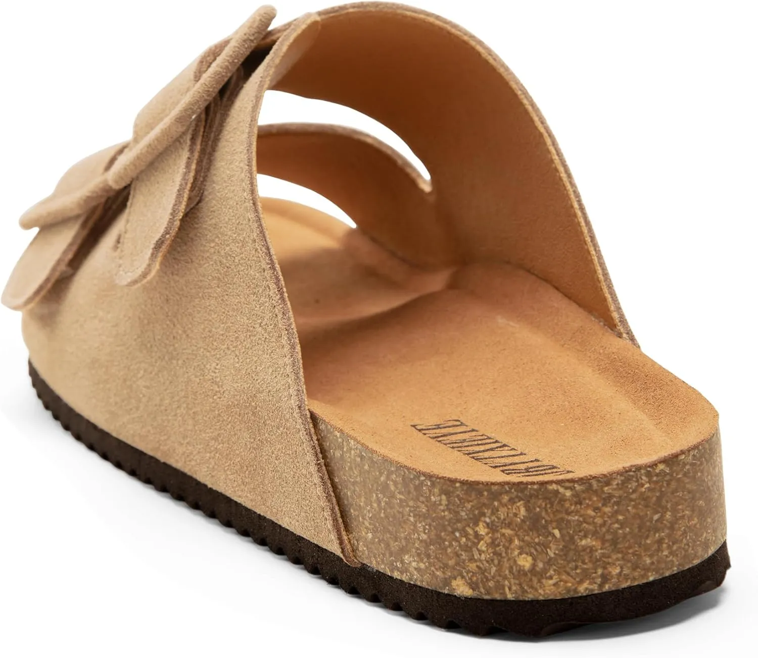 Summer Cork Footbed Slide sandals for women, Flat Sandals with Arch support,100% Genuine Leather