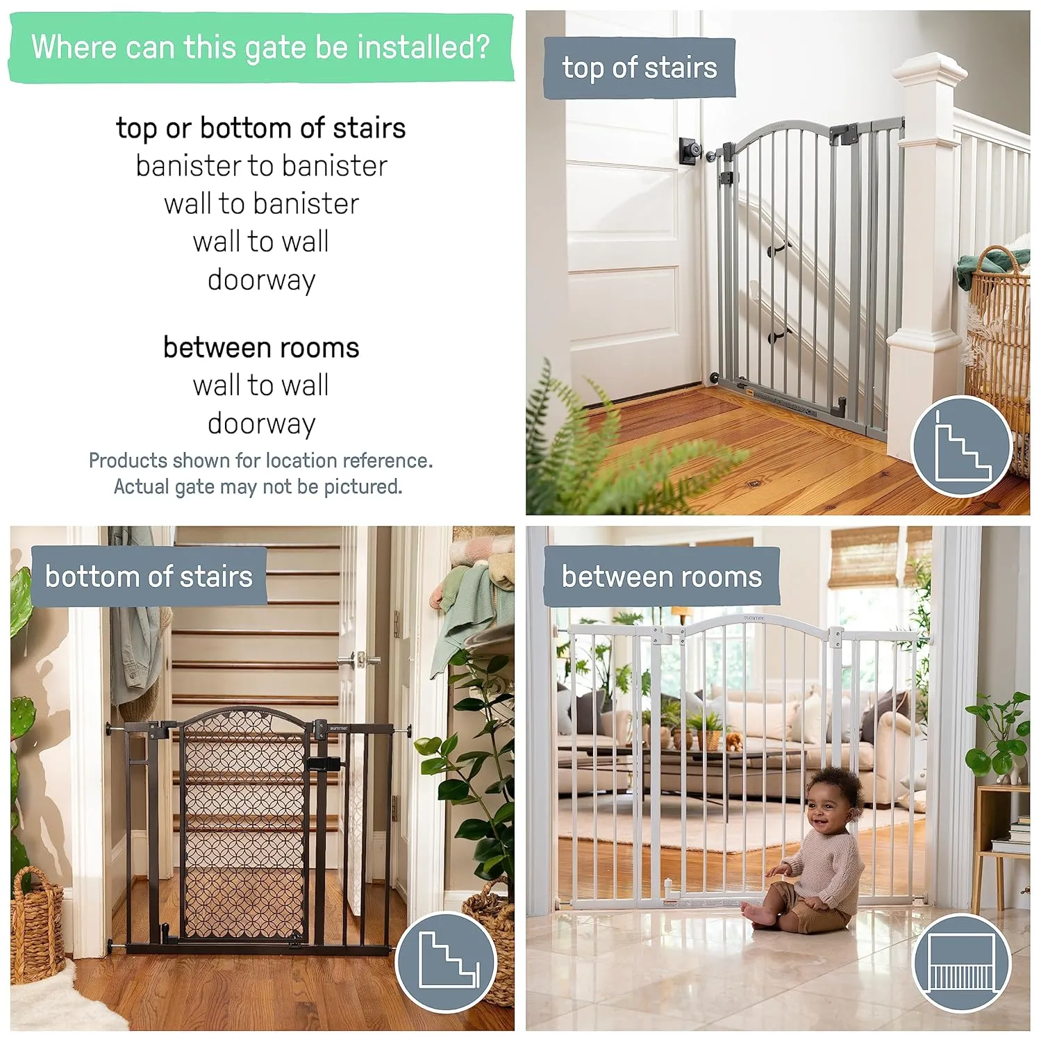 Summer Infant Multi-Use Decorative Extra Tall Safety Pet and Baby Gate, 28.5'-48' Wide, 36' Tall,Pressure or Hardware Mounted,Install on Wall or Banister in Doorway or Stairway,Auto Close Door-Bronze