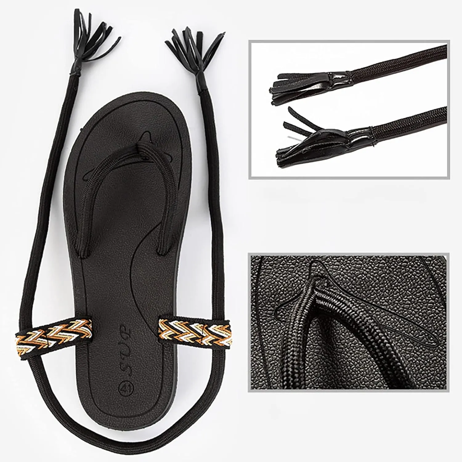 Summer Shoes Couple Men's Fashion Outerwear Rope Printed Herringbone Strap Sandal