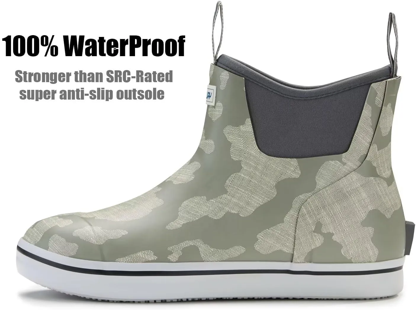 SUREWAY Men's Deck Boots Professional Non-Slip Fishing & Ankle Boating Boot Waterproof Rain Boots, Lightweight Neoprene Rubber Deck Boots