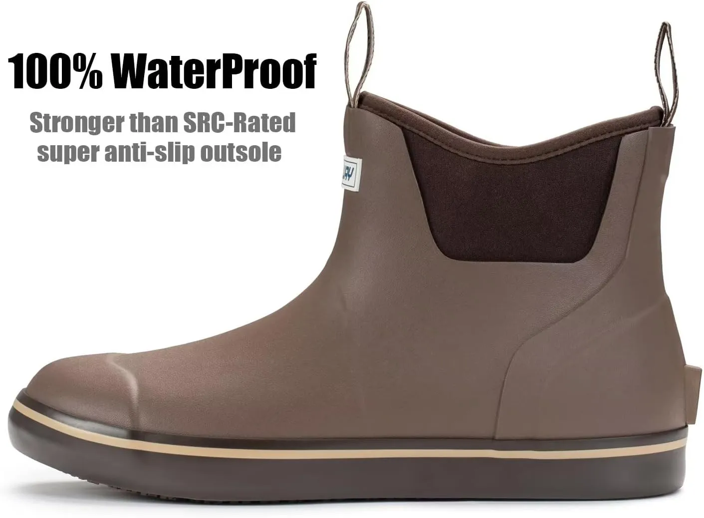 SUREWAY Men's Deck Boots Professional Non-Slip Fishing & Ankle Boating Boot Waterproof Rain Boots, Lightweight Neoprene Rubber Deck Boots