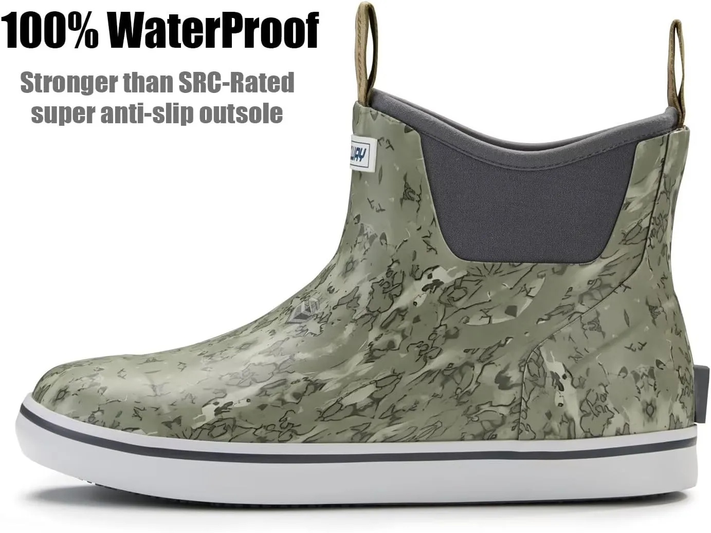 SUREWAY Men's Deck Boots Professional Non-Slip Fishing & Ankle Boating Boot Waterproof Rain Boots, Lightweight Neoprene Rubber Deck Boots