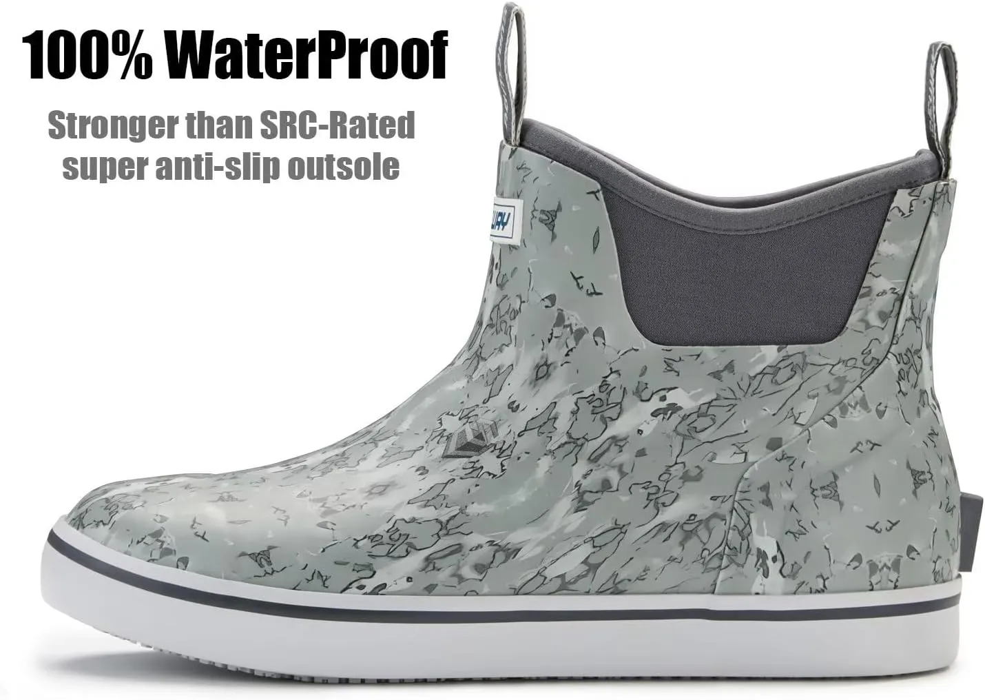 SUREWAY Men's Deck Boots Professional Non-Slip Fishing & Ankle Boating Boot Waterproof Rain Boots, Lightweight Neoprene Rubber Deck Boots
