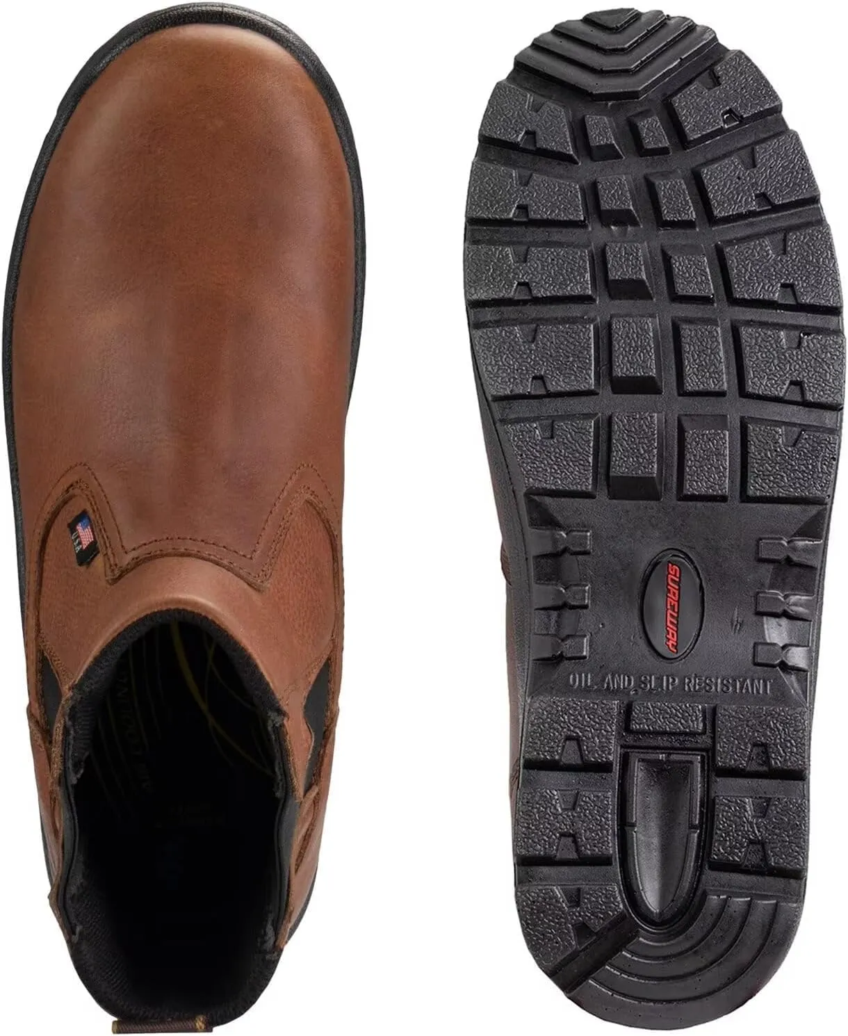 SUREWAY Mens Slip On Soft/Steel Toe Work Boots for Men,Chelsea Work Boots/Shoes,Upgraded Slip/Water Resistant,