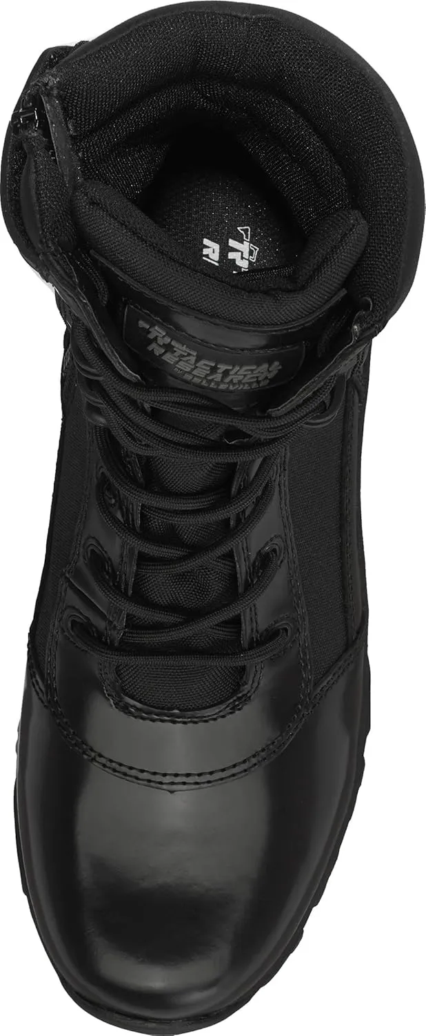 TACTICAL RESEARCH TR Men's Class-A TR908Z WP 8" Black High-Shine Leather Waterproof and BBP-Proof Side-Zip Dress Uniform Tactical Boot for Patrol or Parade