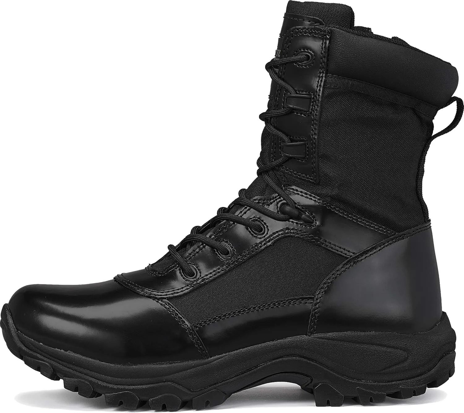 TACTICAL RESEARCH TR Men's Class-A TR908Z WP 8" Black High-Shine Leather Waterproof and BBP-Proof Side-Zip Dress Uniform Tactical Boot for Patrol or Parade
