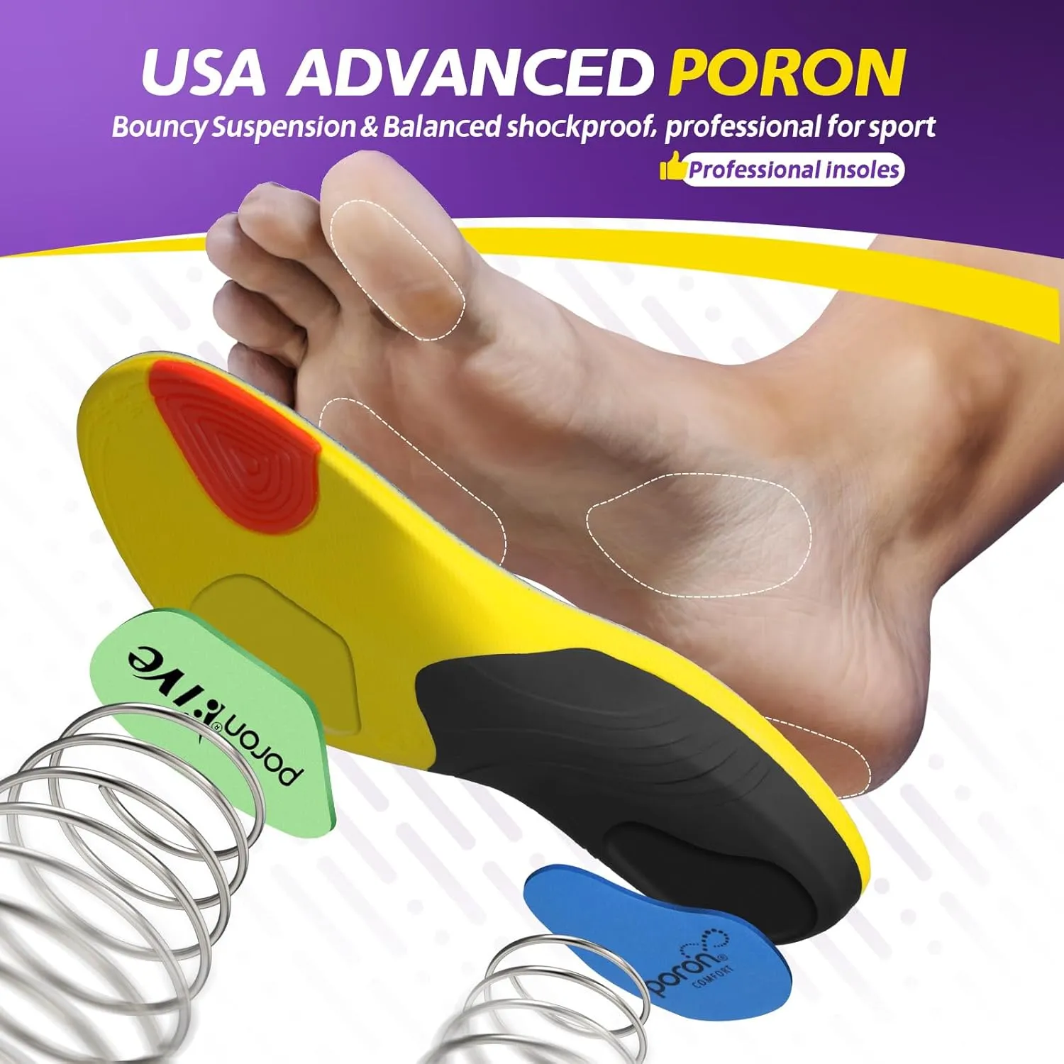 TANSTC Insoles for Women Plantar Fasciitis Insoles Arch Support Shoe Insoles Men Orthotics Flat Feet Pain Relief Professional Sport Insoles Shock Absorption Work Boot Shoe Insoles,XS