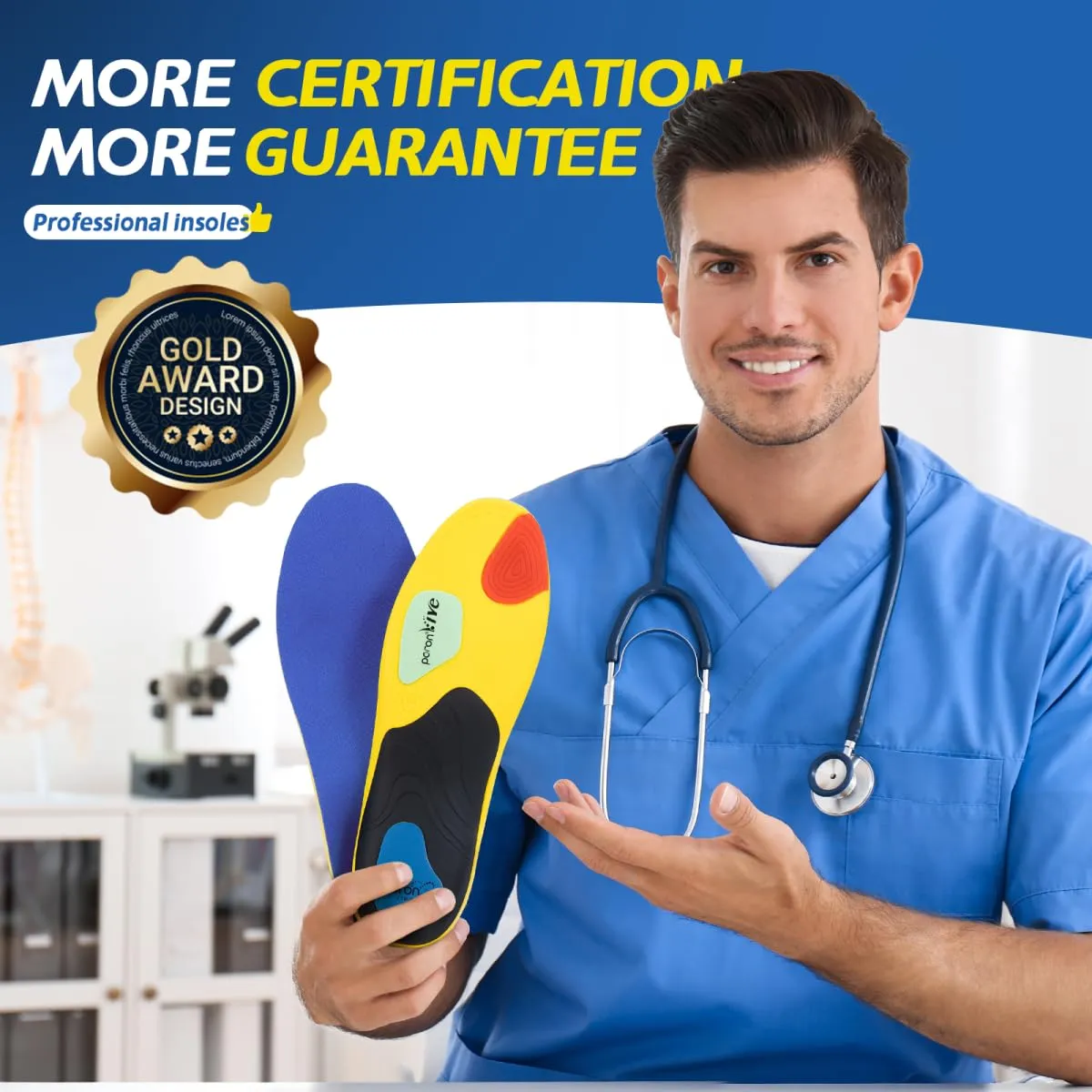 TANSTC Plantar Fasciitis Insoles Men Insoles for Men Standing All Day Medium Arch Support Shoe Inserts for Women Flat Feet Pain Relief Orthotics Inserts Shock Absorption Work Boot,XL