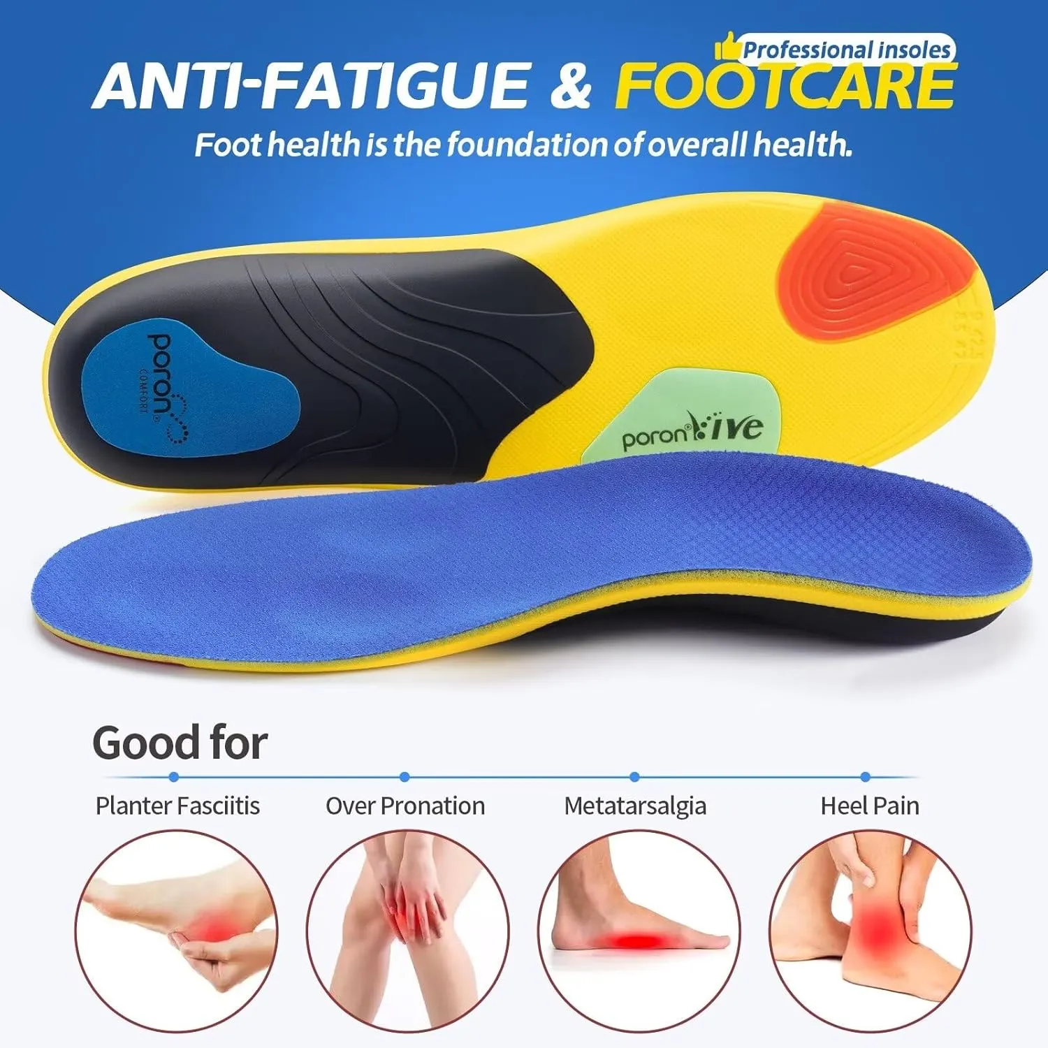 TANSTC Plantar Fasciitis Insoles Men Insoles for Men Standing All Day Medium Arch Support Shoe Inserts for Women Flat Feet Pain Relief Orthotics Inserts Shock Absorption Work Boot,XL