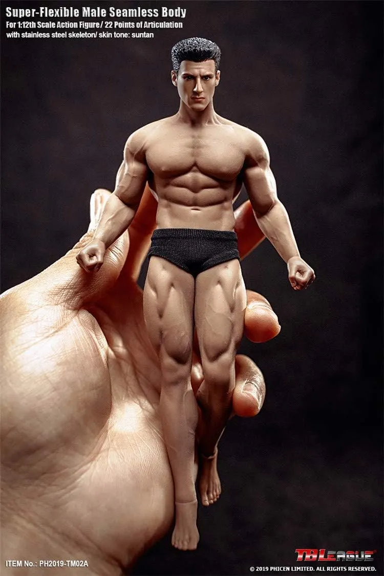TBLeague Phiecn 1/12 Scale Male Action Figure with Head Sculpture, 6 Inch Men Super-Flexible Seamless Body Doll Toy Collections (TM02A Strong Body)