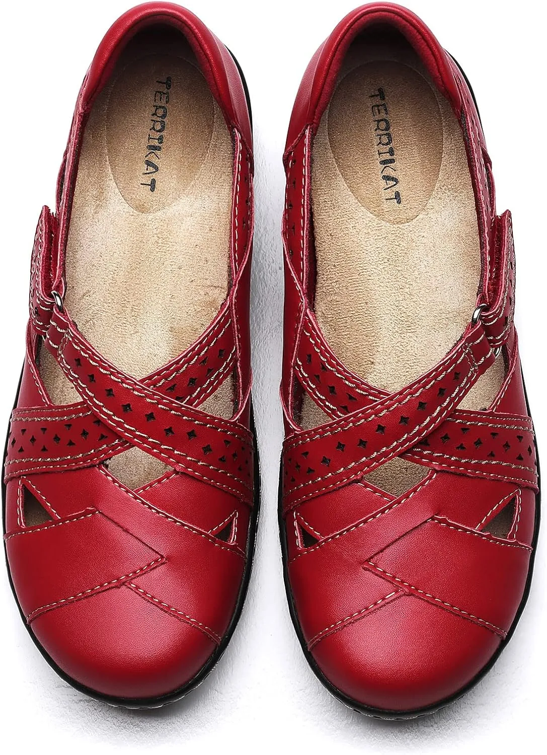 TERRIKAT Women's Casual Loafers Cute Slip On Comfort Walking Flats Leather Driving Moccasins Fashion Closed Toe Boat Shoes