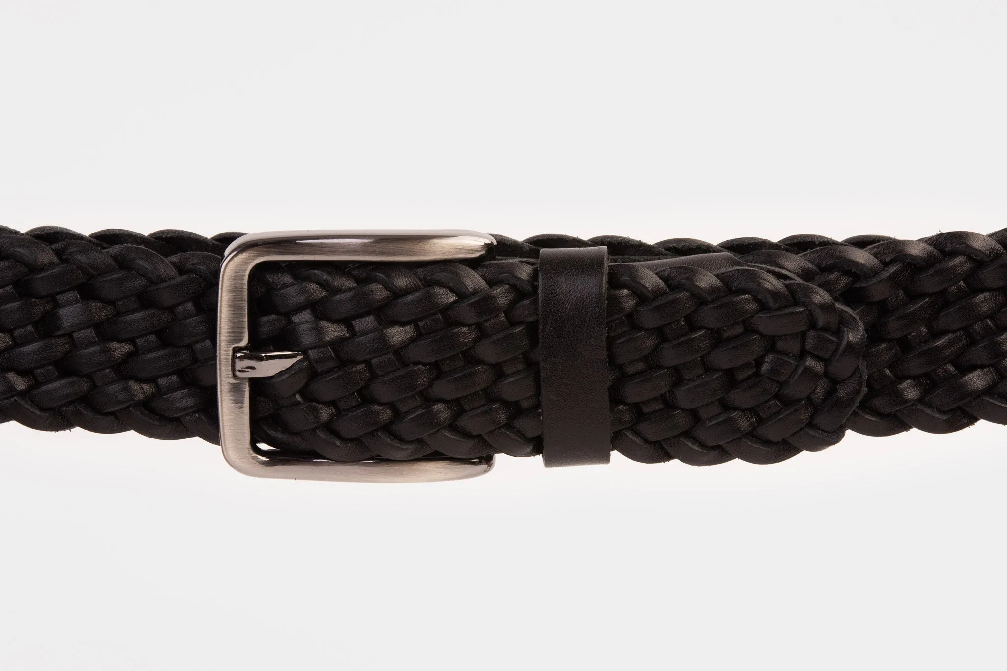 The Mclean Woven Black Leather Belt