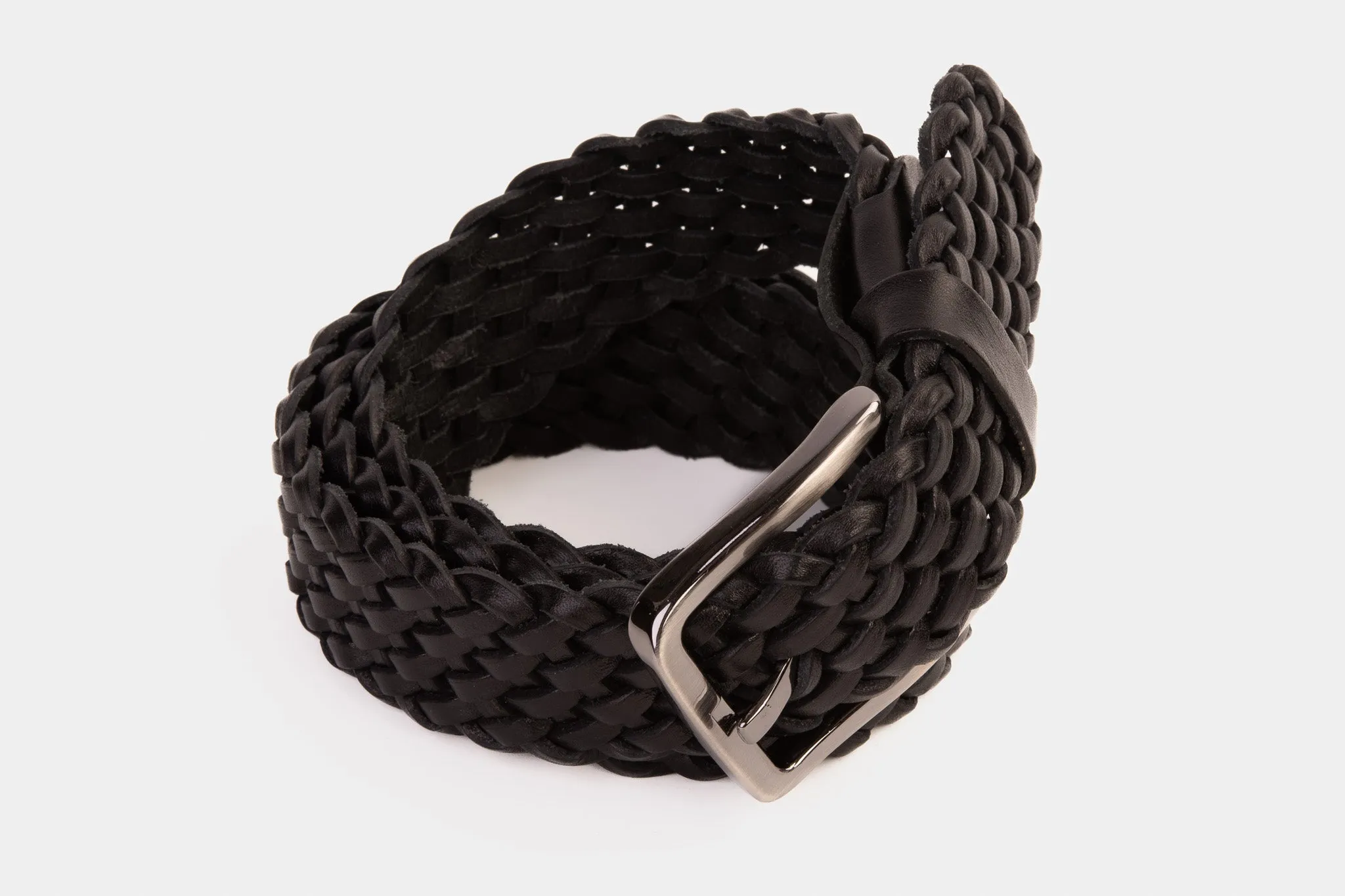 The Mclean Woven Black Leather Belt