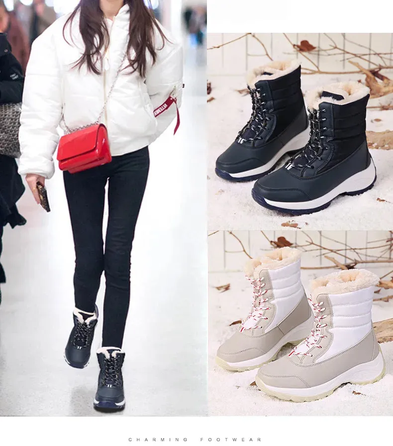 Thick Fur Winter Boots for Women - Non-Slip Waterproof