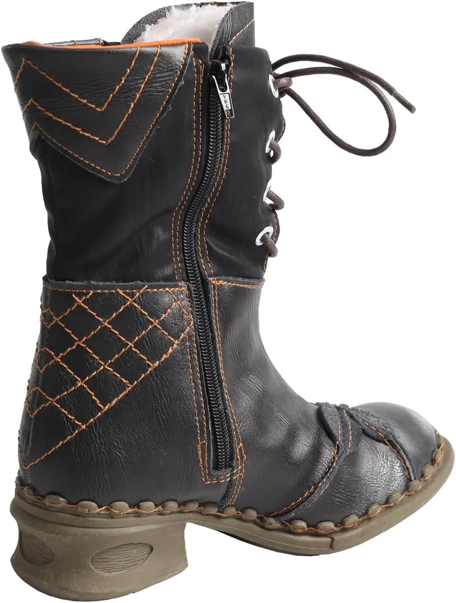 TMA EYES Women's Winter Fashion Novelty Side Zipper Calf Boots