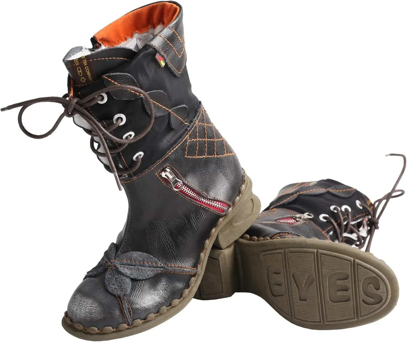 TMA EYES Women's Winter Fashion Novelty Side Zipper Calf Boots