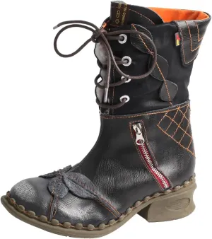 TMA EYES Women's Winter Fashion Novelty Side Zipper Calf Boots