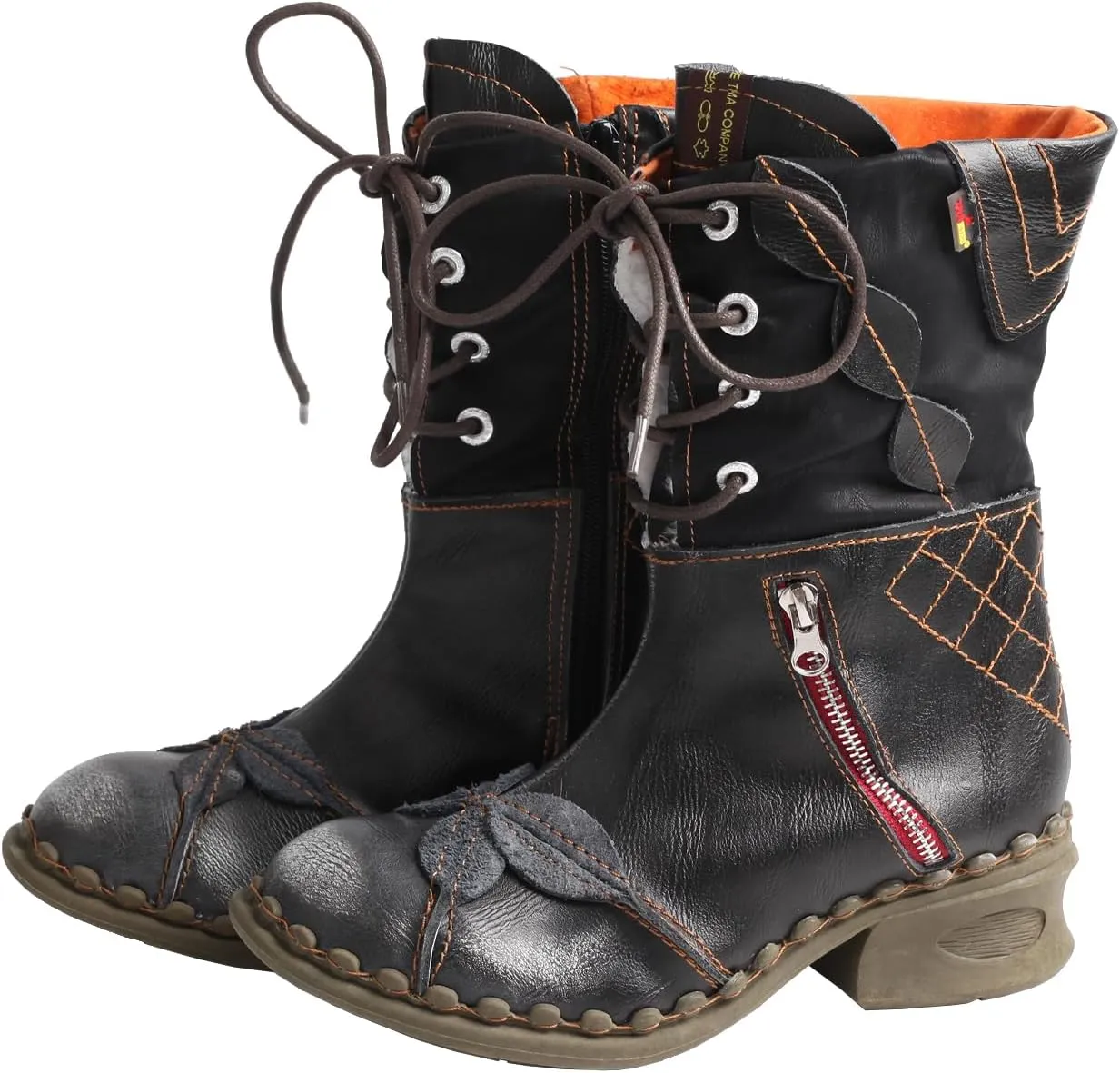 TMA EYES Women's Winter Fashion Novelty Side Zipper Calf Boots